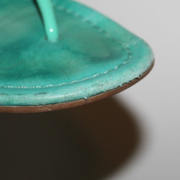 Tory Burch Miller Slip On Logo Sandals Teal Women's Size 7 *Read* H13062 - Picture 8 of 12